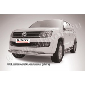 Slitkoff VWAM13-003 защита переднего бампера d76+ d57 двойная Volkswagen Amarok (2013)