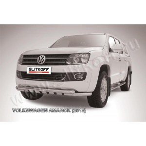 Slitkoff VWAM13-005 защита переднего бампера d57+ d57 двойная с защитой картера Volkswagen Amarok (2013)