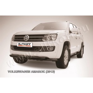 Slitkoff VWAM13-006B защита переднего бампера d57+ d57 двойная радиусная черная Volkswagen Amarok (2013)