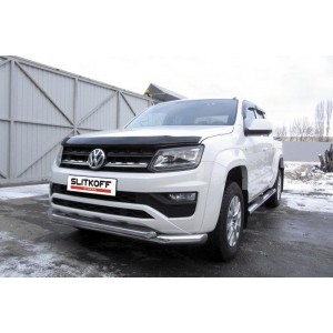 Slitkoff VWAM16-002 защита переднего бампера d76+ d57 двойная Volkswagen Amarok (2016)