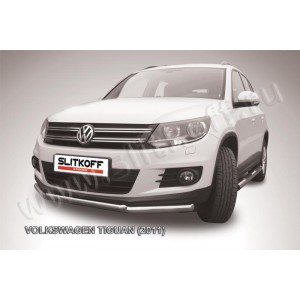 Slitkoff VWTIG-003 защита переднего бампера d57+ d42 двойная Volkswagen Tiguan (2011)