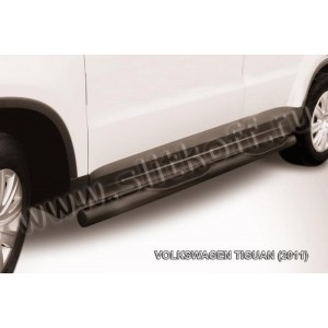 Slitkoff VWTIG-005B защита порогов d76 с проступями черная Volkswagen Tiguan (2011)