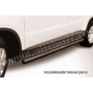 Slitkoff VWTIG-006B защита порогов d76 труба черная Volkswagen Tiguan (2011)