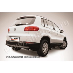 Slitkoff VWTIG-009B защита заднего бампера d76 радиусная черная Volkswagen Tiguan (2011)