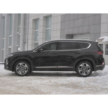 Руссталь HSFO-003170 пороги труба 120х60 овал с проступью на Hyundai Santa Fe 2018-