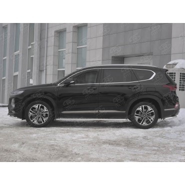 Руссталь HSFO-003171 пороги труба 75х42 овал с проступью на Hyundai Santa Fe 2018-