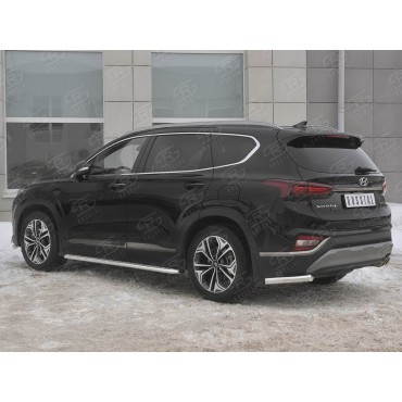Руссталь HSFZ-003175 защита заднего бампера уголки d63 секции на Hyundai Santa Fe 2018-