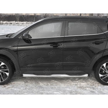 Руссталь HTT-0031011 пороги труба d76 с накладкой (со скошенными торцами) на Hyundai Tucson 2018-