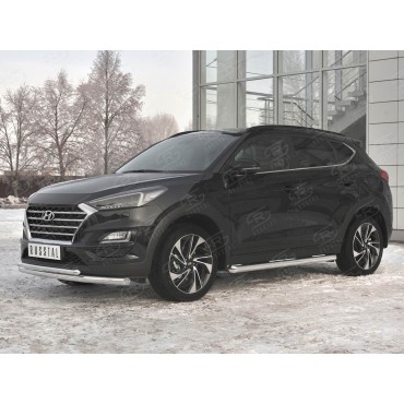 Руссталь HTZ-003093 защита переднего бампера d63 дуга-d42 дуга на Hyundai Tucson 2018-
