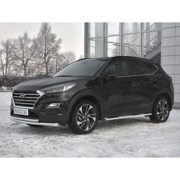 Руссталь HTZ-003095 защита переднего бампера d63 секции-d42 дуга на Hyundai Tucson 2018-