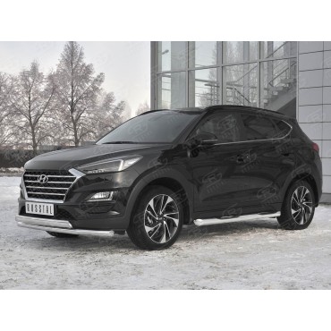 Руссталь HTZ-003096 защита переднего бампера d63 секции-d75х42 дуга на Hyundai Tucson 2018-