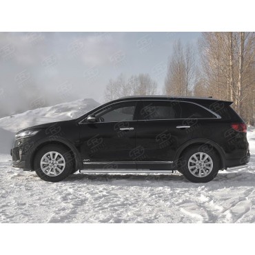 Руссталь KSPT-0031392 пороги труба d63 (с заглушками на торцах) на Kia Sorento Prime 2018-