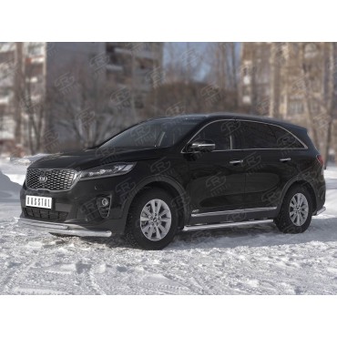 Руссталь KSPZ-003135 защита переднего бампера d63 секции-d42 дуга на Kia Sorento Prime 2018-