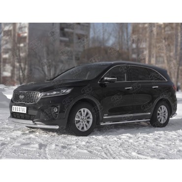 Руссталь KSPZ-003136 защита переднего бампера d63 секции-d75x42 дуга на Kia Sorento Prime 2018-