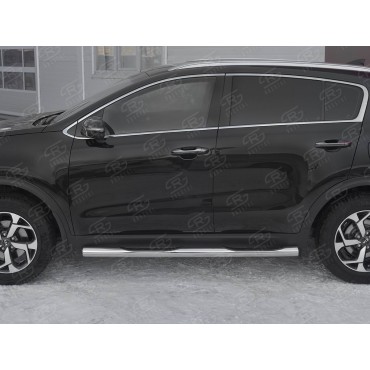 Руссталь KST-003187 пороги труба d76 с накладкой (со скругленными торцами) на Kia Sportage 2018-