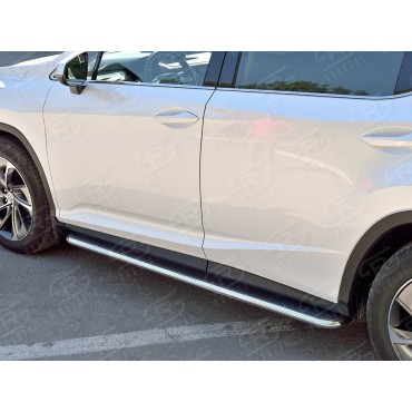 Руссталь LRX3L-0032243 пороги труба d42 С листом (лист нерж, проф. нерж) (вариант 3)на Lexus RX 350L (not F-Sport) 2018-