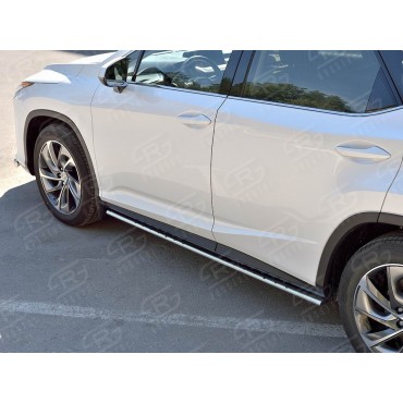 Руссталь LRX3O-003222 пороги труба 75х42 овал с проступью на Lexus RX 350L (not F-Sport) 2018-