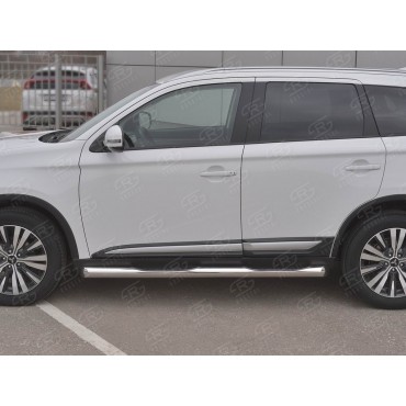 Руссталь MOT-0032041 пороги труба d76 с накладкой (со скошенными торцами) на Mitsubishi Outlander 2018-