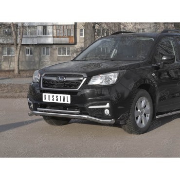 Руссталь SUFZ-003341 защита переднего бампера d63 волна-d42 прямая на Subaru Forester (SJ) 2016-2018
