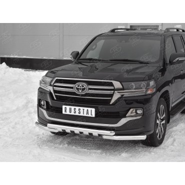 Руссталь TLCZ-003113 защита переднего бампера d63 дуга-d63 уголки+клыки на Toyota Land Cruiser 200 2018 Executive Lounge