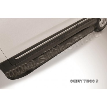 Slitkoff AL-CT5-001 пороги алюминиевые "Optima Black" Chery Tiggo 5