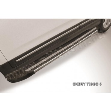 Slitkoff AL-CT5-003 пороги алюминиевые "Luxe Black" черные Chery Tiggo 5