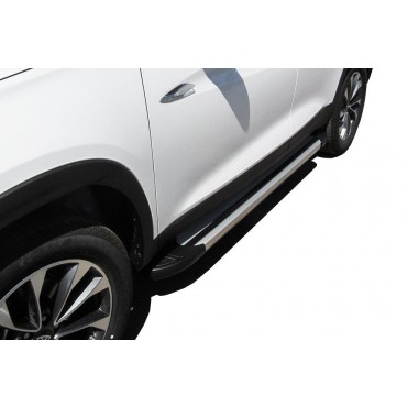 Slitkoff AL-CT7-004 пороги алюминиевые "Luxe Silver" 1700 серебристые Chery Tiggo 7