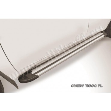 Slitkoff AL-CTFL04 пороги алюминиевые "Luxe Silver" серебристые Chery Tiggo FL (2013)