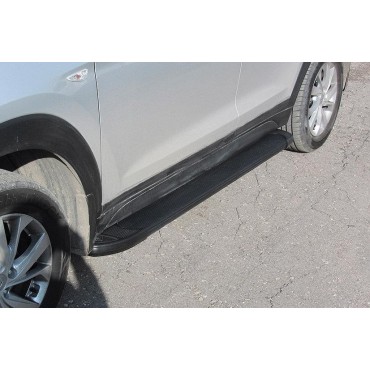 Slitkoff AL-HT18001 пороги алюминиевые "Optima Black" 1700 черные Hyundai Tucson (2018)
