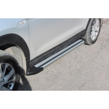 Slitkoff AL-HT18004 пороги алюминиевые "Luxe Silver" 1700 серебристые Hyundai Tucson (2018)