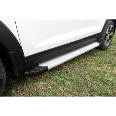 Slitkoff AL-HT4WD15002 пороги алюминиевые "Optima Silver" 1700 серебристые Hyundai Tucson 4WD (2015)