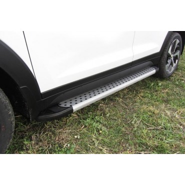 Slitkoff AL-HT4WD15005 пороги алюминиевые "Standart Silver" 1700 серебристые Hyundai Tucson 4WD (2015)