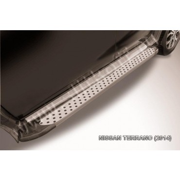 Slitkoff AL-NTER14-05 пороги алюминиевые "Standart Silver" 1700 серебристые Nissan Terrano (2014)
