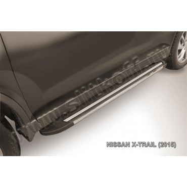 Slitkoff AL-NXT15-03 пороги алюминиевые "Luxe Black" черные Nissan X-Trail (2015)