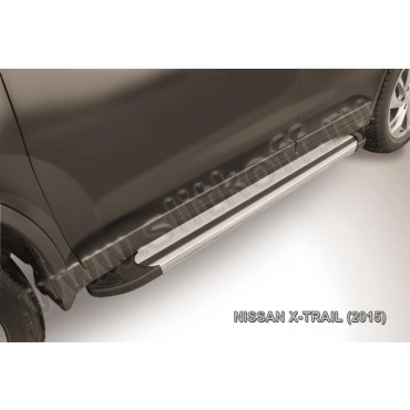 Slitkoff AL-NXT15-04 пороги алюминиевые "Luxe Silver" серебристые Nissan X-Trail (2015)