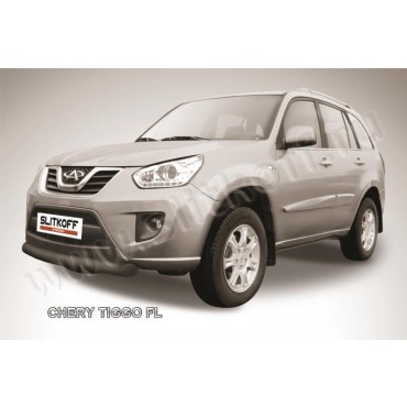 Slitkoff CT-FL-001B защита переднего бампера d76 черная Chery Tiggo FL (2013)