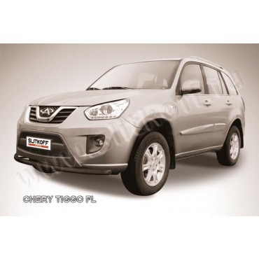 Slitkoff CT-FL-003B защита переднего бампера d57 черная Chery Tiggo FL (2013)