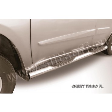 Slitkoff CT-FL-004 защита порогов d76 с проступями Chery Tiggo FL (2013)