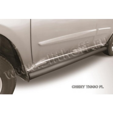 Slitkoff CT-FL-005B защита порогов d76 труба черная Chery Tiggo FL (2013)