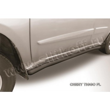 Slitkoff CT-FL-006B защита порогов d57 с гибами черная Chery Tiggo FL (2013)