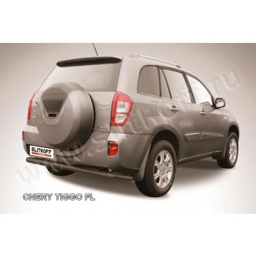 Slitkoff CT-FL-011B защита заднего бампера d57 длинная черная Chery Tiggo FL (2013)