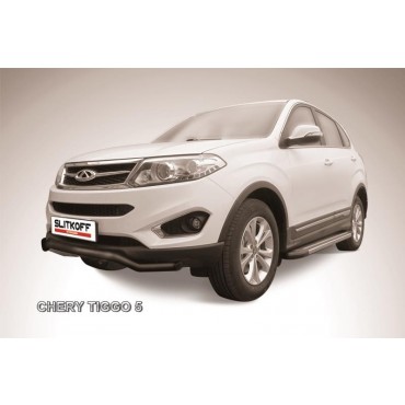 Slitkoff CT5-001B защита переднего бампера d57 "волна" черная Chery Tiggo 5