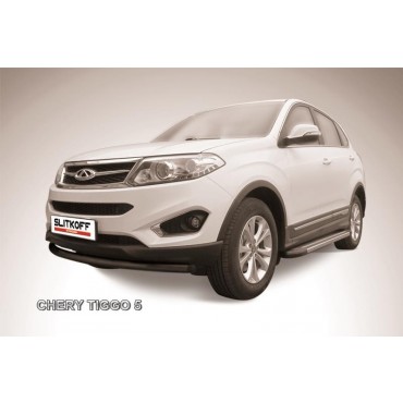 Slitkoff CT5-003B защита переднего бампера d57 радиусная черная Chery Tiggo 5
