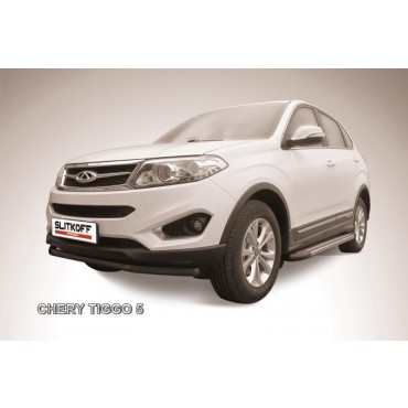 Slitkoff CT5-004B защита переднего бампера d57 черная Chery Tiggo 5