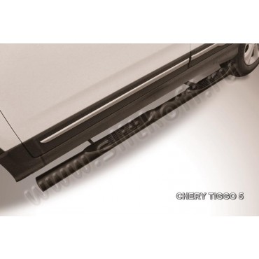 Slitkoff CT5-005B защита порогов d76 с проступями черная Chery Tiggo 5