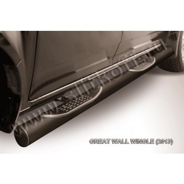 Slitkoff GWWIN-005B защита порогов d76 с проступями черная Great Wall Wingle (2013)