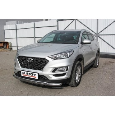 Slitkoff HT18002 защита переднего бампера d57+ d42 двойная Hyundai Tucson (2018)