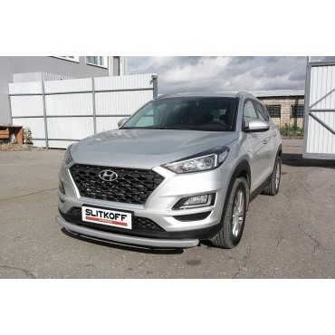 Slitkoff HT18002S защита переднего бампера d57 серебристая Hyundai Tucson (2018)
