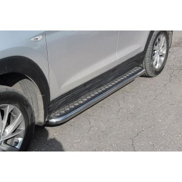 Slitkoff HT18004 защита порогов d57 с листом Hyundai Tucson (2018)