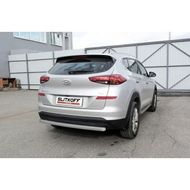 Slitkoff HT18006S защита заднего бампера d57 длинная серебристая Hyundai Tucson (2018)